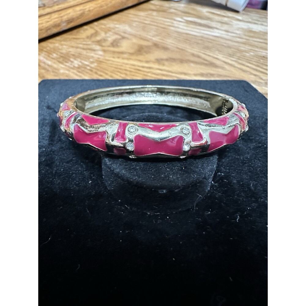 Sequin Nordstrom Wine Color Gold Tone Statement Enamel Bangle Bracelet # 13